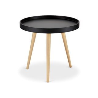 Czarny stolik z nogami z drewna bukowego Furnhouse Opus, Ø 50 cm