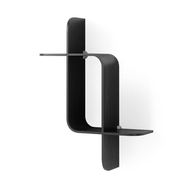 Czarna wielopoziomowa półka z litego drewna kauczukowego 62 cm Montage – Umbra-image-3