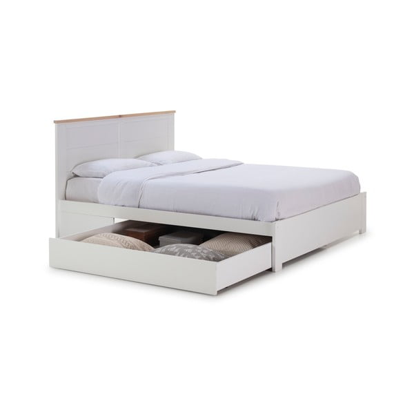 Białe łóżko dwuosobowe ze schowkiem 140x190 cm Gabi – Marckeric-image-4