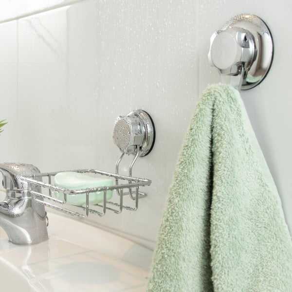 Samoprzylepna stalowa mydelniczka w kolorze srebra Bestlock Bath – Compactor-image-3