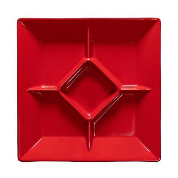 Czerwony kamionkowy półmisek na przekąski Casafina Cook & Host, 33x33 cm