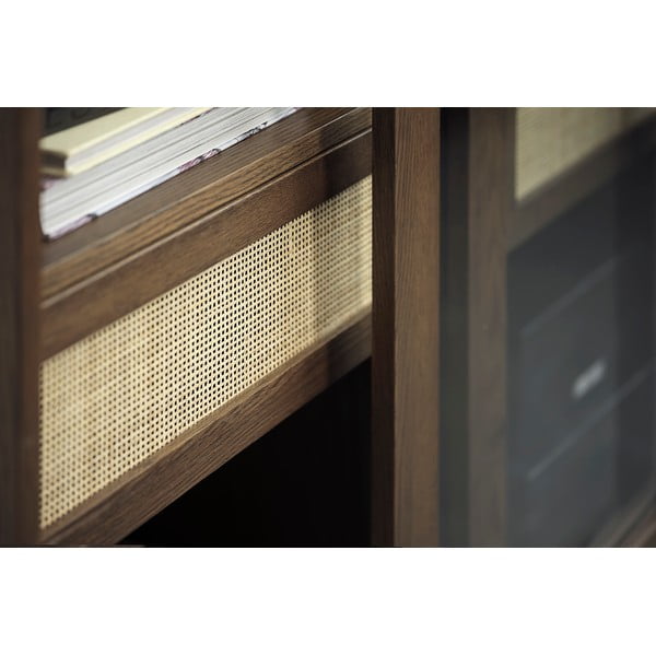 Ciemnobrązowa witryna w dekorze dębu z drzwiami przesuwnymi 110x160 cm Barrali – Unique Furniture-image-4