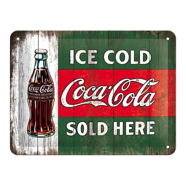 Blaszana tabliczka Coca Cola Sold Here, 15x20 cm
