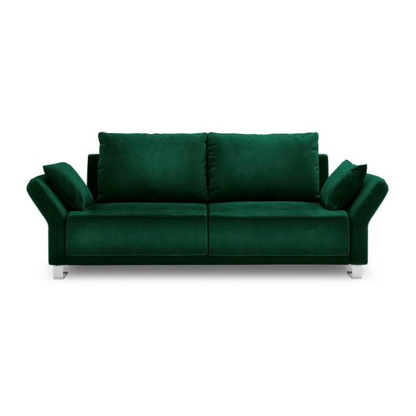 Butelkowozielona 3-osobowa sofa rozkładana z aksamitnym obiciem Windsor & Co Sofas Pyxis