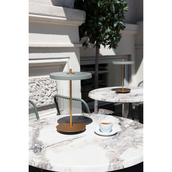 Jasnozielona lampa stołowa LED ze ściemniaczem i metalowym kloszem (wysokość 31 cm) Asteria Move – UMAGE-image-3