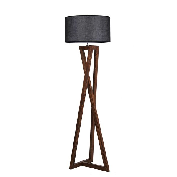 Czarno-brązowa lampa stojąca z tekstylnym kloszem (wysokość 149 cm) Maçka – Opviq lights