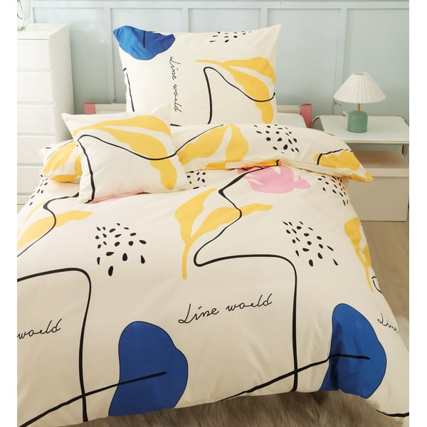 Żółta pościel jednoosobowa z mikrosatyny 3-częściowa 140x200 cm Sophia – My House-image-4