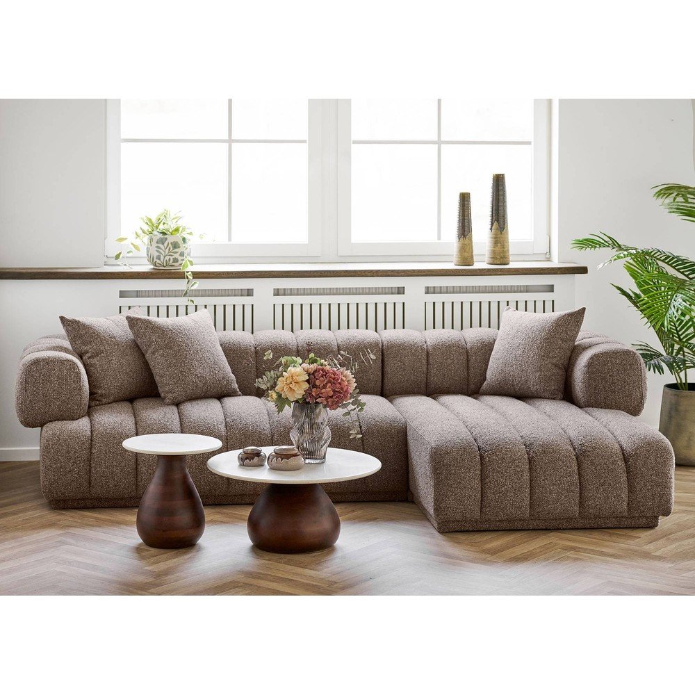 Biało-ciemnonaturalny okrągły stolik z marmurowym blatem ø 70 cm Heide – House Nordic (zdjęcie 4)
