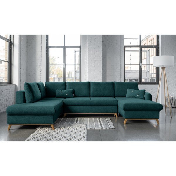 Turkusowa rozkładana sofa w kształcie litery "U" Miuform Scandic Lagom, lewostronna-image-1