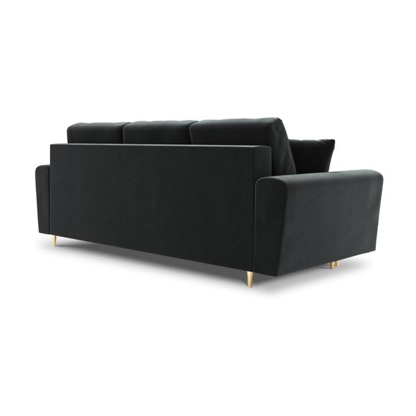 Ciemnoszara aksamitna rozkładana sofa ze schowkiem 235 cm Kyoto – Cosmopolitan Design-image-3