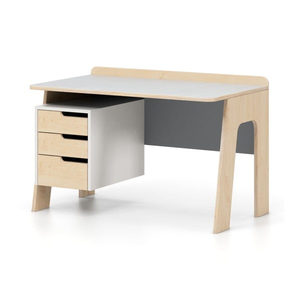 Szaro-białe biurko z szufladami Devoto Nimbo