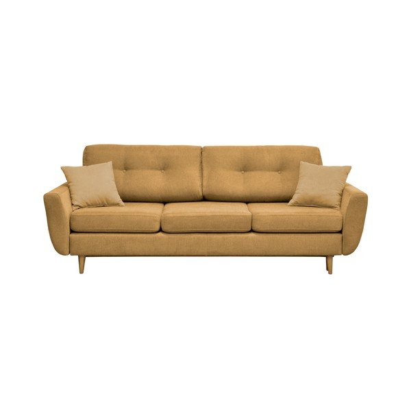Żółta sofa rozkładana z jasnymi nogami Mazzini Sofas Rose-image-4