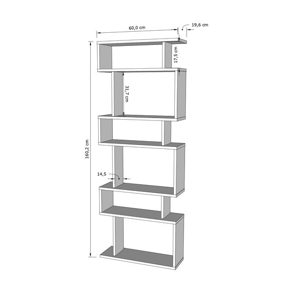 Biały regał w dekorze dębu 60x160 cm Bates – Kalune Design-image-2