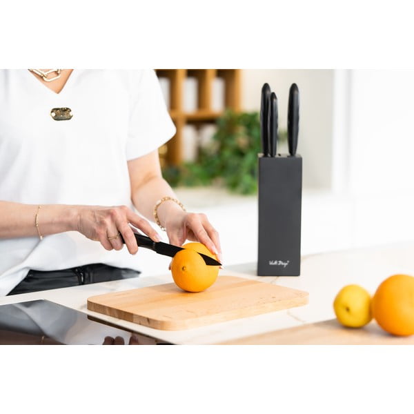 Zestaw 5 noży w czarnym stojaku Vialli Design Caro-image-2