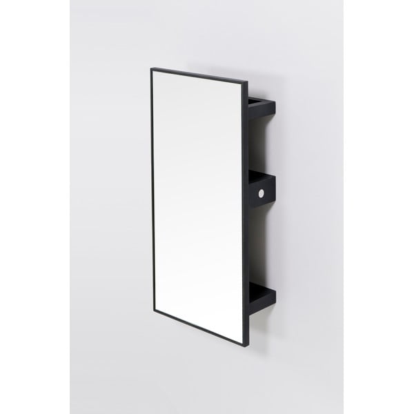 Czarne lustro z półkami z drewna dębowego 31x61,5 cm Slimline – Wireworks