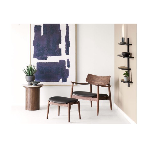 Czarna wielopoziomowa półka z litego drewna dębowego 80 cm Aliano – House Nordic-image-3