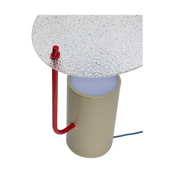 Lampa stołowa w kolorze khaki ze szklanym kloszem (wysokość 35 cm) Disc – Hübsch-image-2