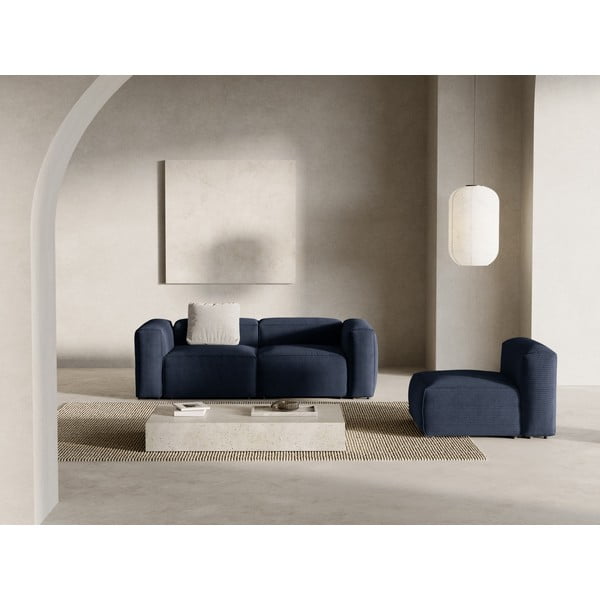 Ciemnoniebieska sztruksowa sofa 224 cm Bergamo – Cosmopolitan Design-image-1
