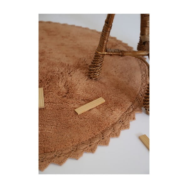 Ceglasty bawełniany okrągły dywan tkany ręcznie odpowiedni do prania ø 110 cm Perla Toffee – Nattiot-image-2