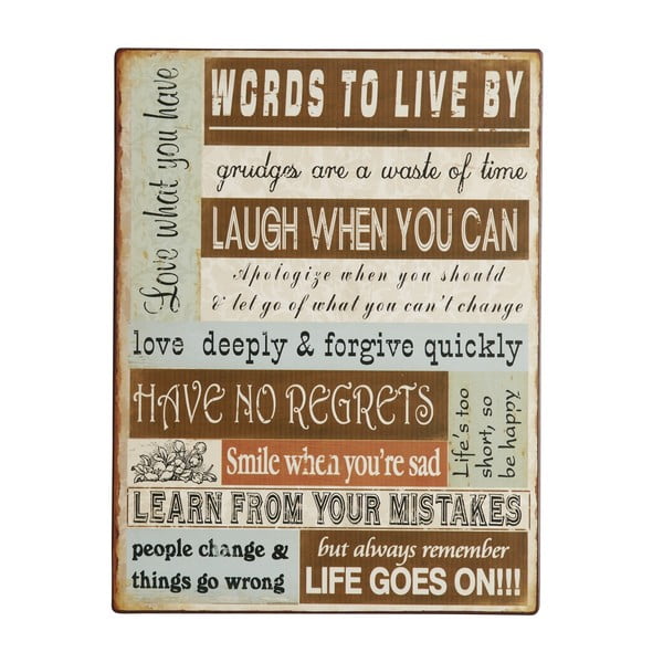 Tablica Words to live by, 26x35 cm
