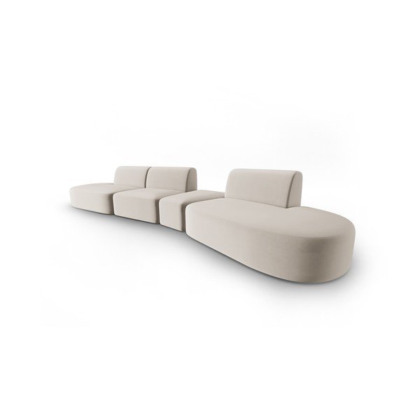 Beżowa aksamitna sofa prawostronna 428 cm Paolo – Milo Casa-image-2