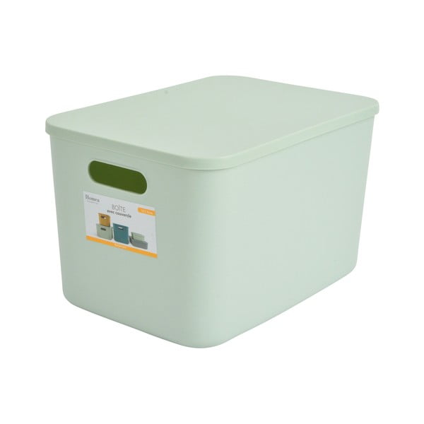 Jasnozielony plastikowy pojemnik z pokrywką 35,5x25,5x23 cm – Homéa-image-4