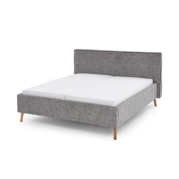 Szare tapicerowane łóżko dwuosobowe ze schowkiem ze stelażem 180x200 cm Riva – Meise Möbel