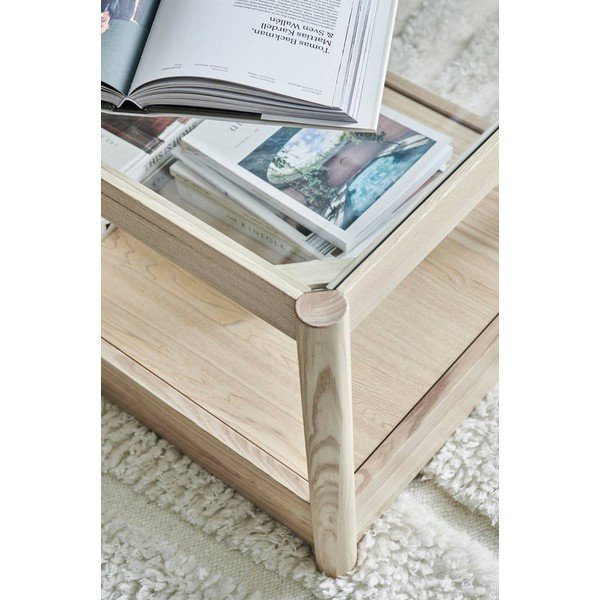 Stolik ze szklanym blatem w naturalnym kolorze 60x120 cm Class – Ellos Home-image-2