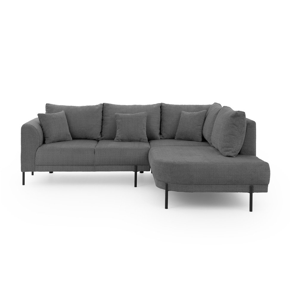 Ciemnoszary narożnik z tkaniny szenilowej (prawostronny/w kształcie litery L) Mauris  – Ropez