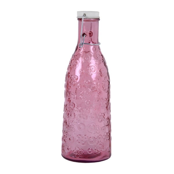 Różowa butelka szklana Ego Dekor Flora, 1 l