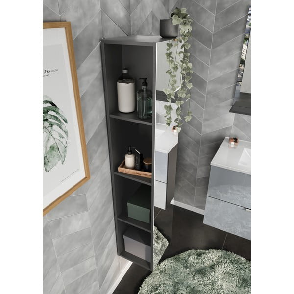 Antracytowa szafka łazienkowa 31x144 cm Vasio – Germania-image-4