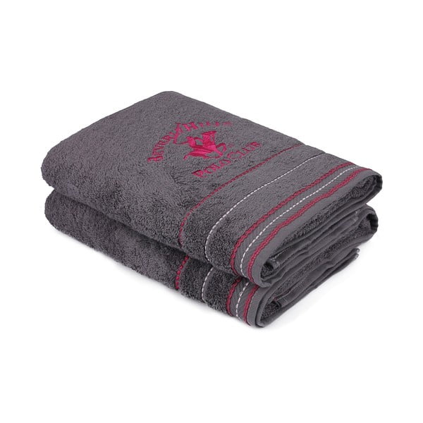 Zestaw 2 szarych ręczników bawełnianych, 140x70 cm