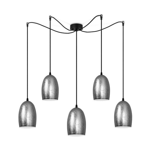 Lampa z 5 kloszami w kolorze srebra Sottlo Luce UME