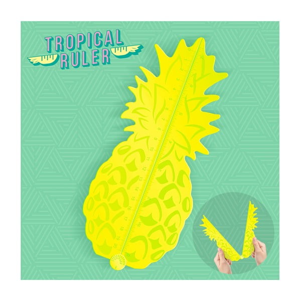 Żółta linijka w kształcie ananasa Just Mustard Tropical-image-1