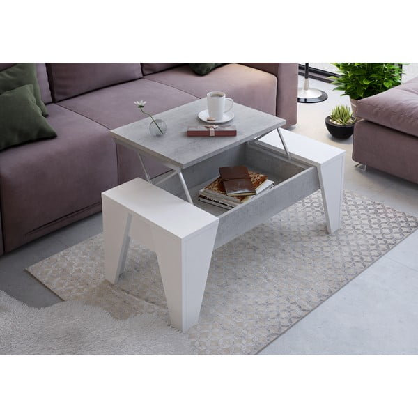 Szaro-biały stolik z podnoszonym blatem Tomasucci James-image-1