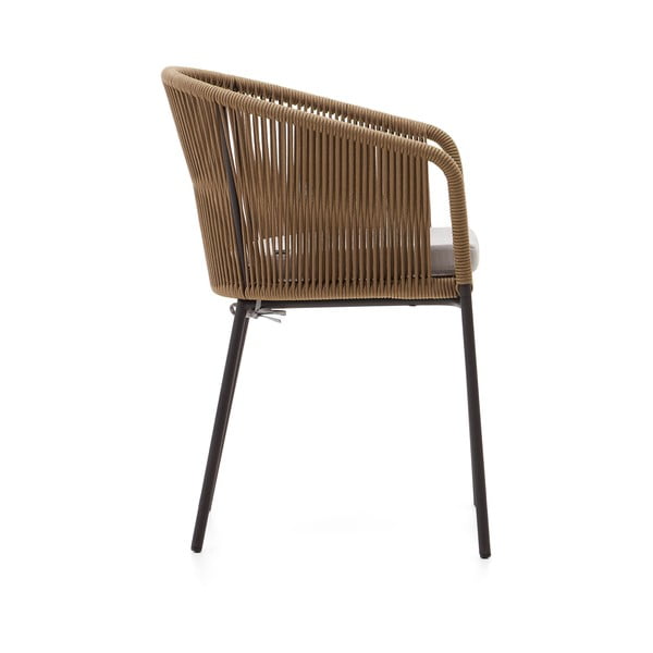 Beżowe metalowe/tapicerowane krzesło ogrodowe Yanet – Kave Home-image-4