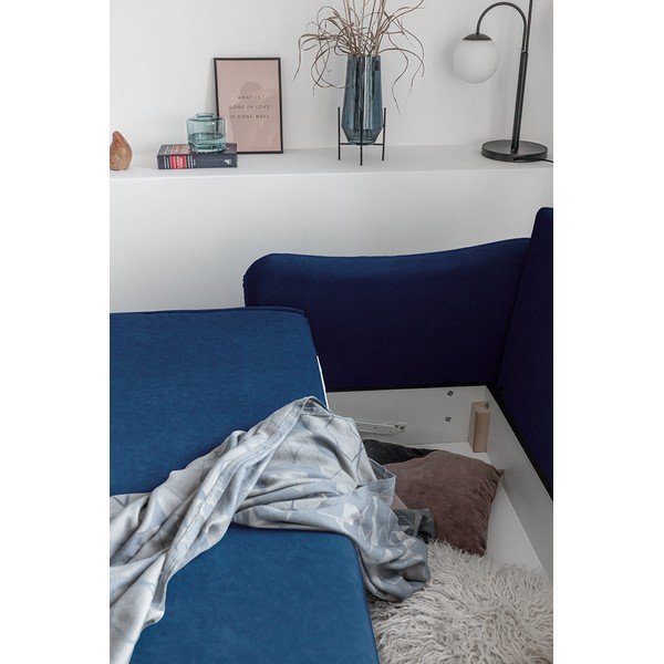 Granatowa aksamitna rozkładana sofa Miuform Tender Eddie-image-1