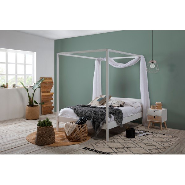 Białe łóżko dwuosobowe ze stelażem 140x190 cm Dossel – Marckeric-image-1