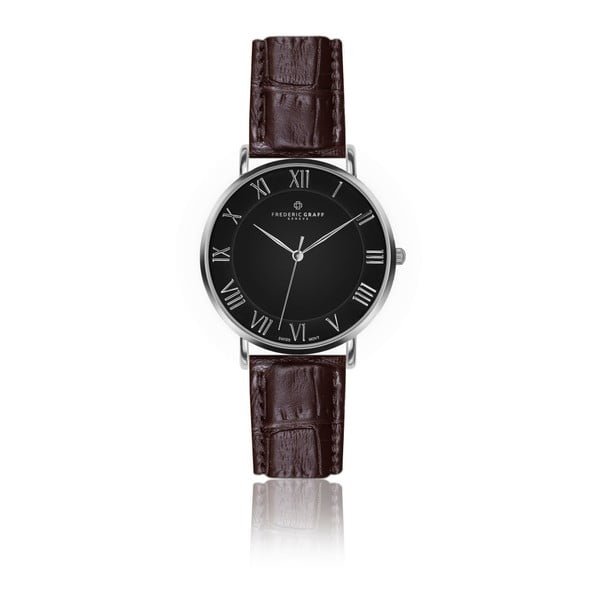 Zegarek męski z brązowym paskiem skórzanym Frederic Graff Silver Dom Croco Brown Leather