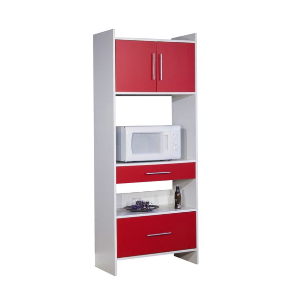 Czerwono-biała szafka kuchenna z półkami Symbiosis Léon