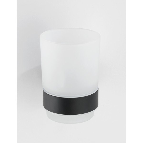 Ścienny szklany kubek na szczoteczki do zębów w kolorze matowej czerni Bosio – Wenko-image-1