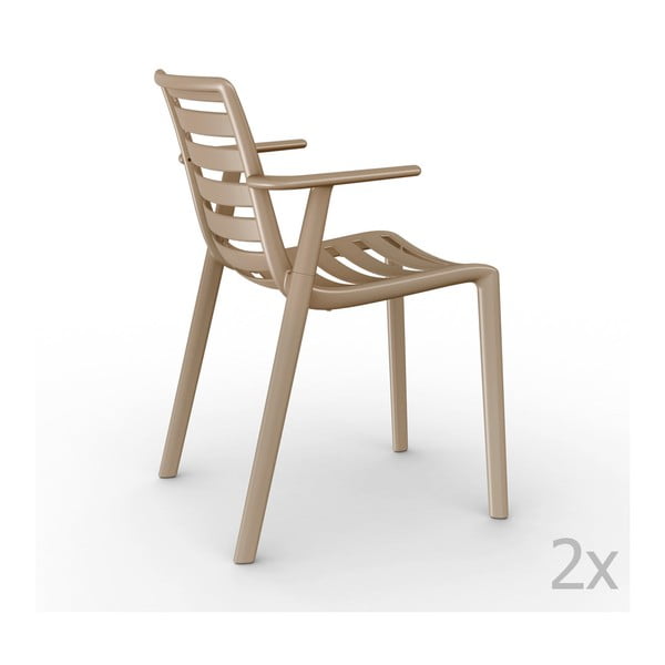 Zestaw 2 beżowych krzeseł ogrodowych z podłokietnikami Resol Slatkat