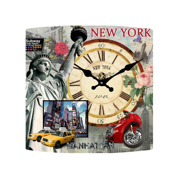 Szklany zegar New York, 34x34 cm