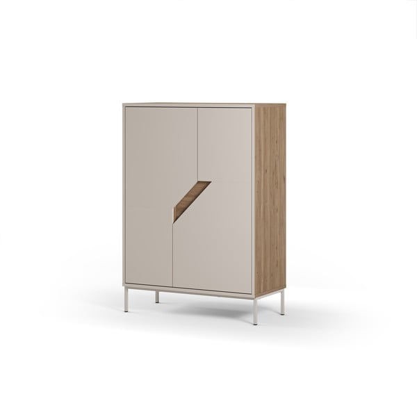 Kremowo-naturalna komoda w dekorze dębu 85x120x40 cm Lilou – Marckeric-image-4