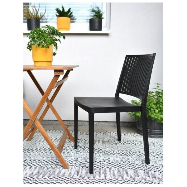 Czarne plastikowe krzesło ogrodowe Bars – Rojaplast-image-1