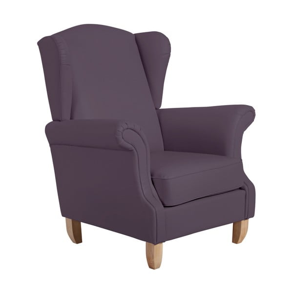 Fioletowy fotel uszak z imitacji skóry Max Winzer Verita Leather