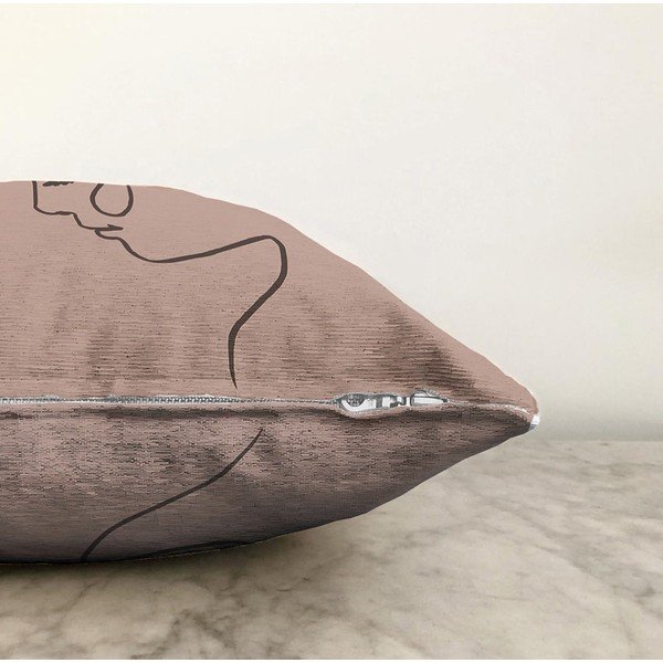 Beżowa poszewka na poduszkę z domieszką bawełny Minimalist Cushion Covers Portrait, 55x55 cm-image-1