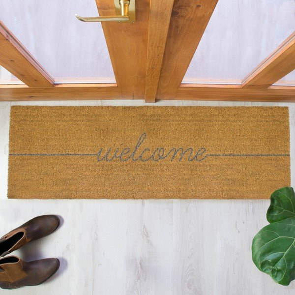 Podłużna wycieraczka z naturalnego włókna kokosowego Artsy Doormats Welcome, 120x40 cm-image-1