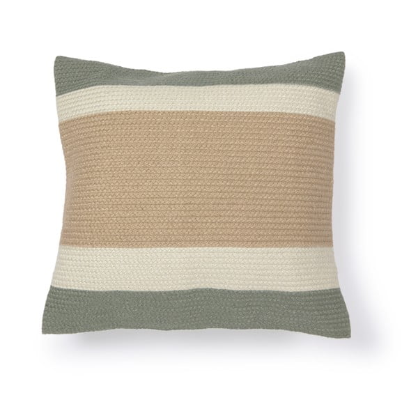 Zielono-beżowa poszewka na poduszkę z tworzywa z recyklingu Kave Home Leeith, 45x45 cm