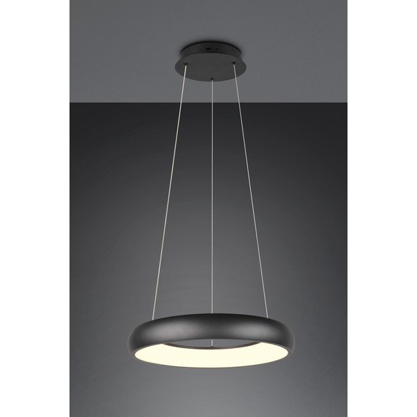 Lampa wisząca LED ze ściemniaczem w kolorze matowej czerni z metalowym kloszem ø 46 cm Cardona – Trio-image-1